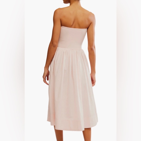 Light Pink Onda Strapless Midi Dress XS - Picture 2 of 6